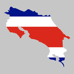 Obraz premium Costa Rica outline of map on background of national flag