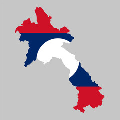 Fototapeta premium Laos outline of map on background of national flag