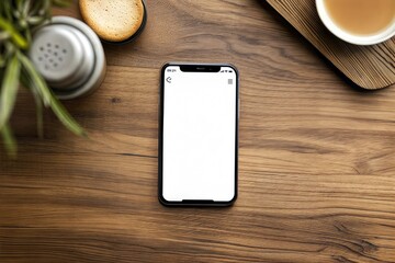 The food delivery app interface on a smartphone provides a seamless meal ordering experience for restaurants or cafes, with ample copy space for text or branding.