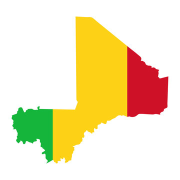 recommend clip art: Mali outline of map on background of national flag