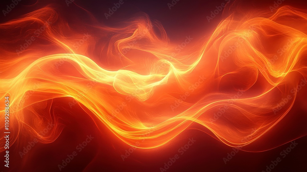 Poster vibrant abstract flame waves with fiery orange and yellow colors creating a dynamic energy flow and 