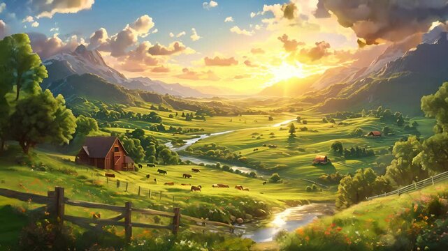 Cows grazing in a lush green field