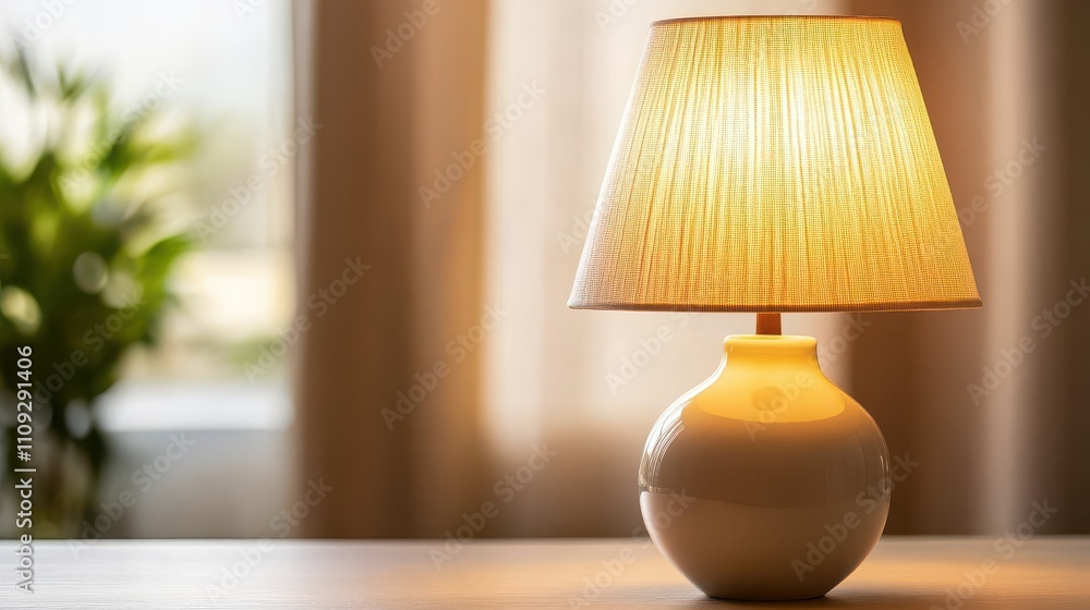 Poster elegant soft glow lamp with warm light casting cozy atmosphere in a modern interior surrounding with