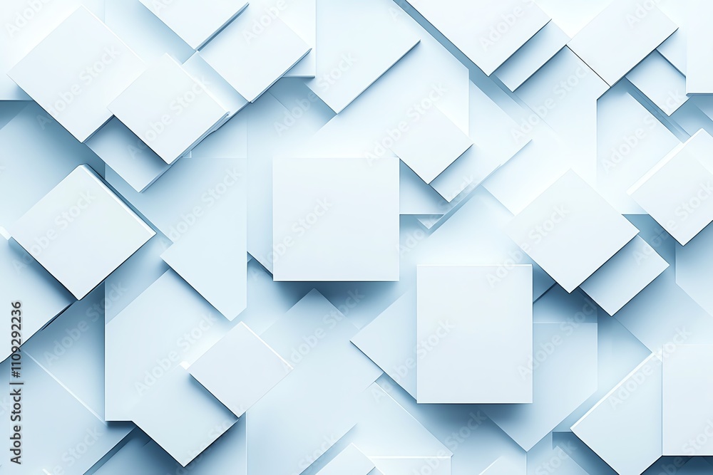 Poster a clean and modern abstract background featuring overlapping geometric shapes in soft blues and whit
