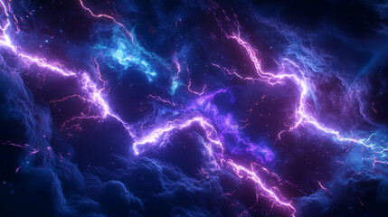 Fototapeta premium Purple and blue lightning storm in space