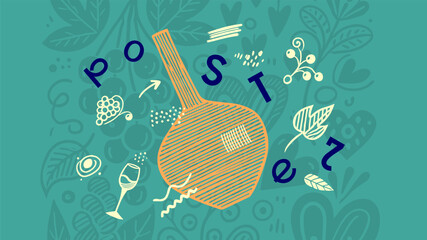 Sophisticated wine design with a striped bottle and playful elements, ideal for promotional posters, creative menus, and festive winery celebrations.