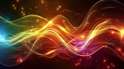 Obraz premium Abstract Wavy Lines with Glittering Stars