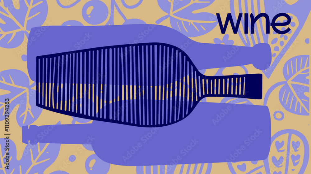Poster an artistic wine menu with a vibrant orange bottle and dynamic elements like swirling lines, grape p