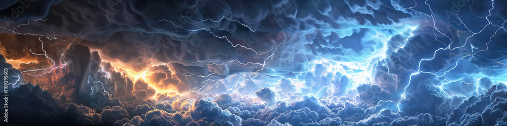 Poster thunderstorm phases: the lifecycle of thunderstorms from development to dissipation - imagine a scen