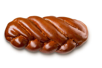 Delicious sweet bread, Ukrainian Kalach isolated on white background