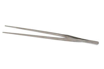 Pair of tweezers on white background, isolated.