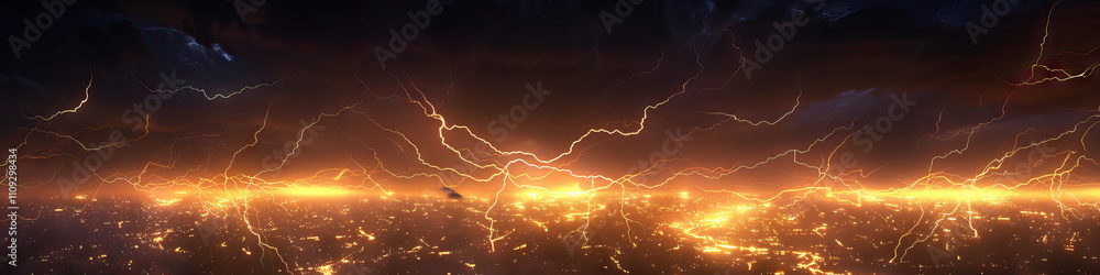 Poster lightning strikes: the dazzling display of lightning in thunderstorms - imagine a scene where lightn