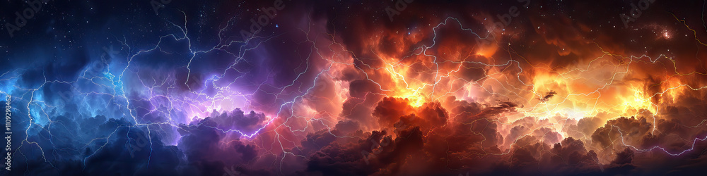Poster lightning strikes: the dazzling display of lightning in thunderstorms - imagine a scene where lightn