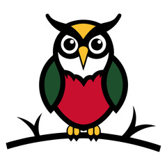 Owl Perched on a Branch – Woodland Animal Vector Illustration