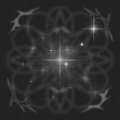 Neo Tribal Ethereal Abstract Circle Light with Lens Flares Effect, Monochrome Illustration