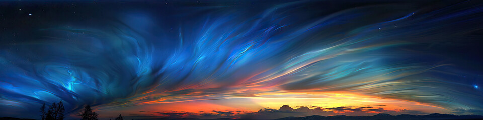 Fototapeta premium Polar Mesospheric Clouds (Noctilucent Clouds): Bright Clouds That Form in the Mesosphere - Picture a scene where polar mesospheric clouds