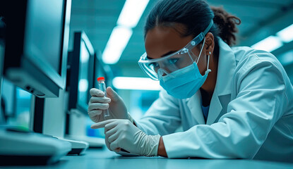 Woman Scientist in White Lab Coat – Professional Laboratory Portrait