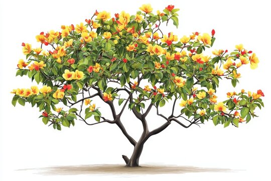 clip art of the ochna integerrima flower tree