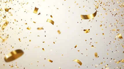 Elegant New Year banner with gold confetti and bold text Happy New Year