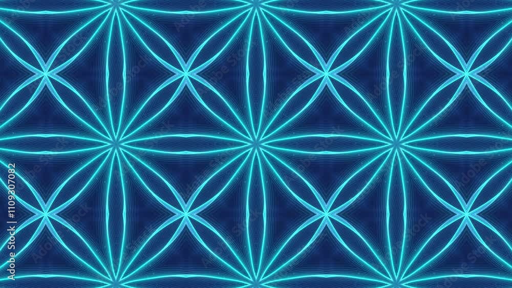 Sticker abstract glowing kaleidoscopic background with psychedelic motion