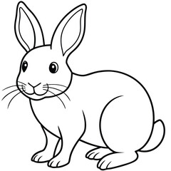 Fototapeta premium Rabbit Outline Drawing – Cute Bunny Vector Illustration, Black and White Animal Sketch, Printable Coloring Page, Adorable Wildlife Clipart for Kids and Educational Art 