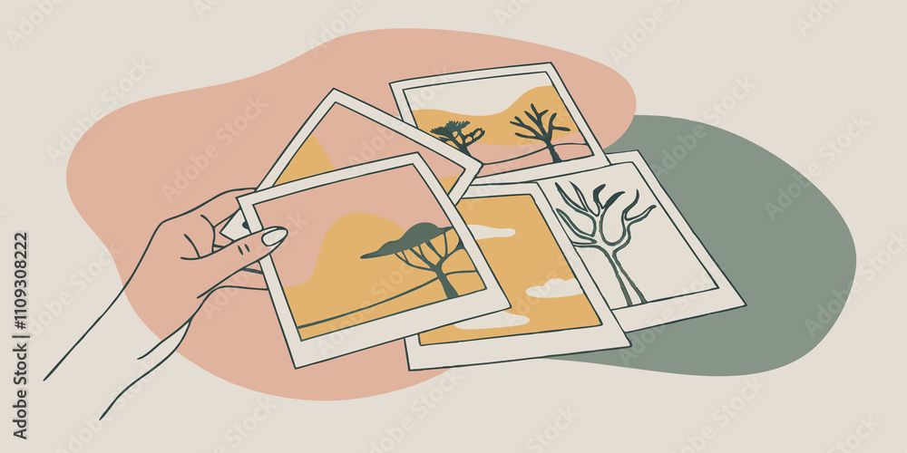Poster creating a nature collage a page filled with varied nature photos of trees sunsets and animals appea