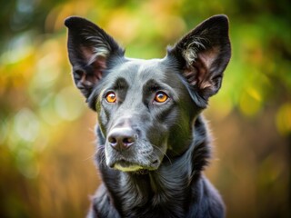 Black Dog Listening, One Ear Up, Pet Portrait, Canine Photography, Animal Image, Dog Headshot,  Black Dog Profile,  Cute Dog,  Alert Dog,  Attentive Dog,  Curious Dog