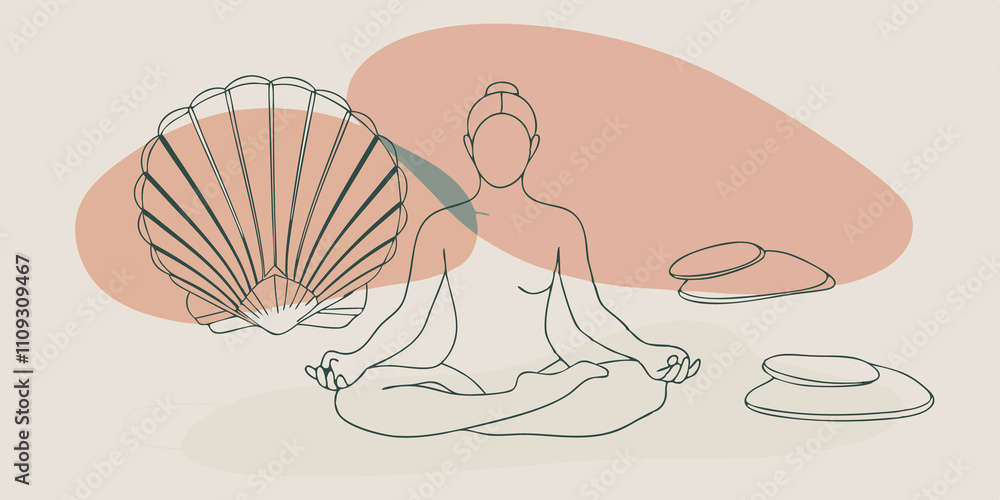 Aufkleber lotus in the sand perched peacefully on a beach blanket an individual sits in a crosslegged lotus po