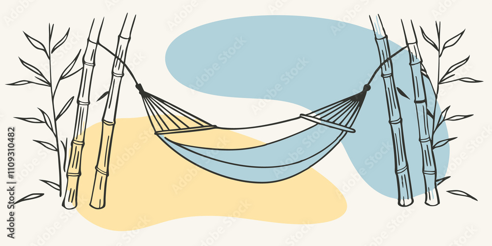Poster Peaceful Retreat An overhead perspective showing the hammock relaxing in the heart of a bamboo grove the lush green surroundings creating a calming backdrop ideal for serenity and