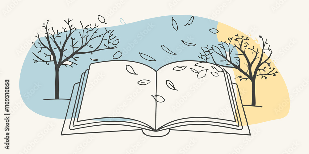 Poster quiet reflection the scene captures a reader with thoughtful eyes surrounded by a swirl of cherry bl
