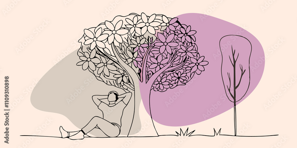 Poster quiet retreat a serene scene unfolds as someone takes a nap beneath a large tree their face softened