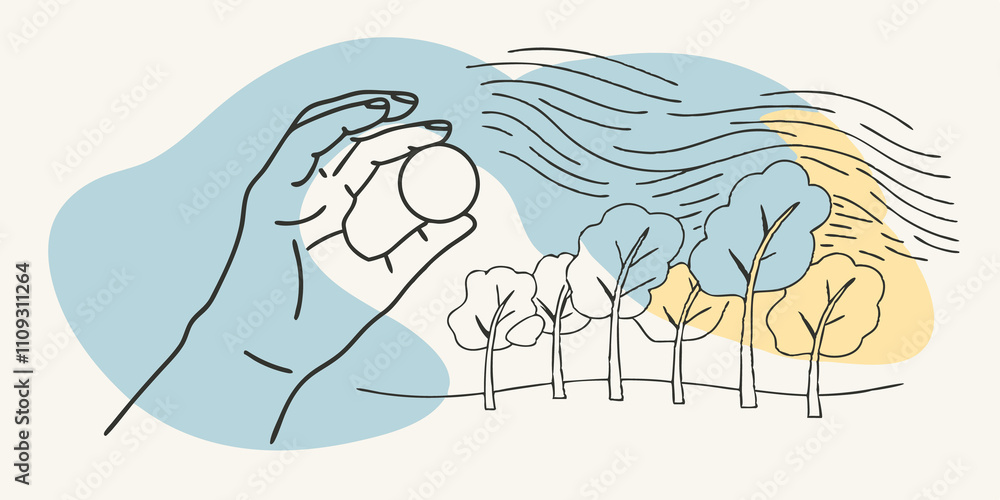 Poster selecting the stones the individual thoughtfully picks up a smooth round stone examining its weight 