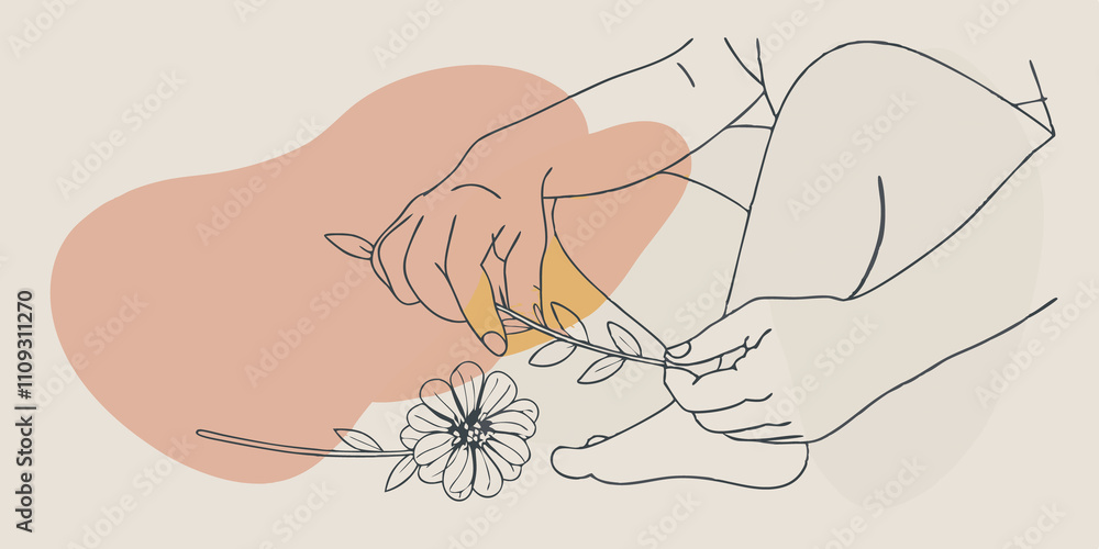 Aufkleber Sensory Connection As a gentle breeze rustles around them a person plucks a bright red flower from the ground. Each petal feels smooth and cool to the touch and they focus intently