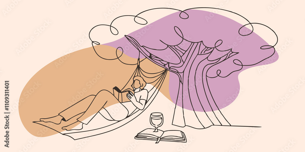 Poster shaded retreat a shady spot under a large tree where a single person reclines against the trunk enjo