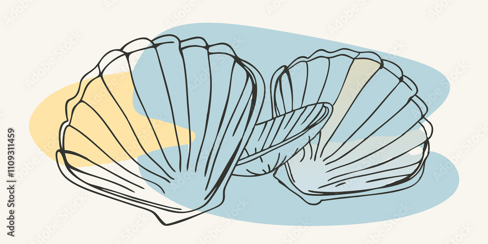 Poster Shells CloseUp A closeup view of several shells nestled together in the basket showcasing their unique colors and patterns. The soft curves and iridescent surfaces of the shells