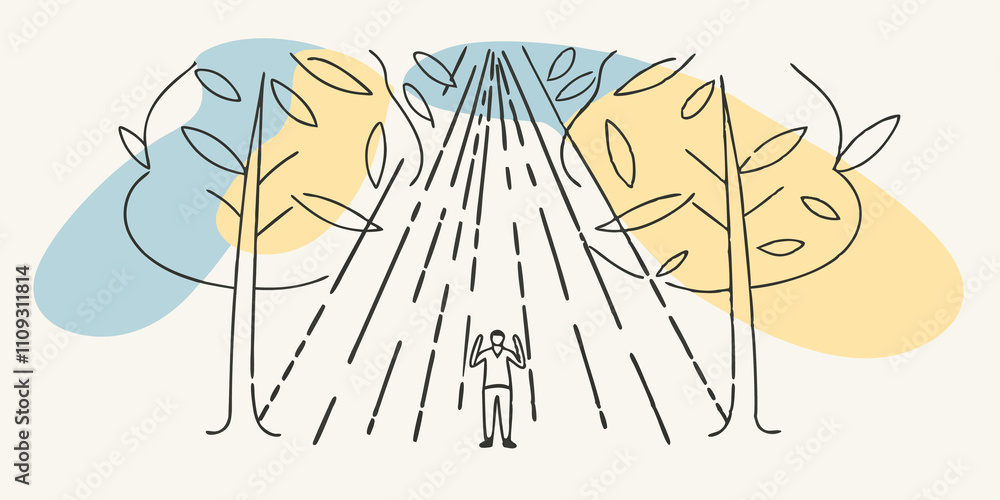 Poster sunlight breaks through the illustration captures a moment when beams of sunlight break through the 