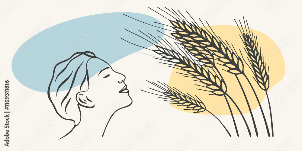 Poster sunlit moment as sunlight filters through the wheat the person is illuminated golden highlighting th