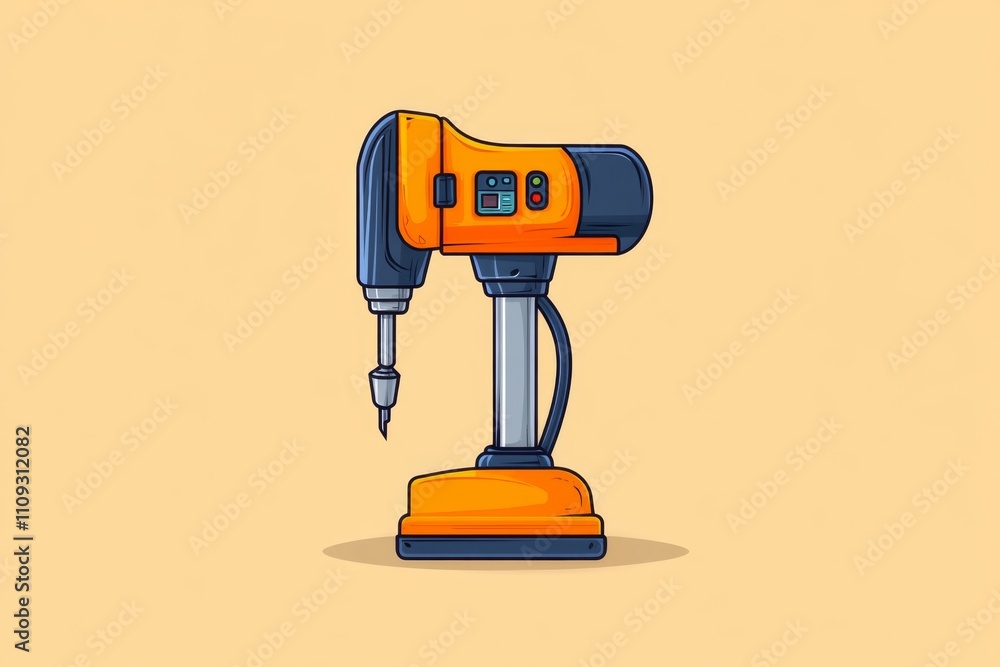 Aufkleber A flat design of a CNC milling machine icon with simple geometric shapes, set against a neutral background