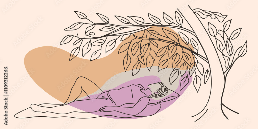 Poster tranquil dreams a peaceful soul rests with an arm draped over their forehead shielding their eyes fr