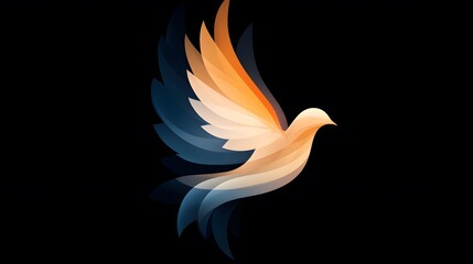 Obraz premium Abstract glowing ribbon forming the shape of an angel, concept of awareness and care, 3D rendering