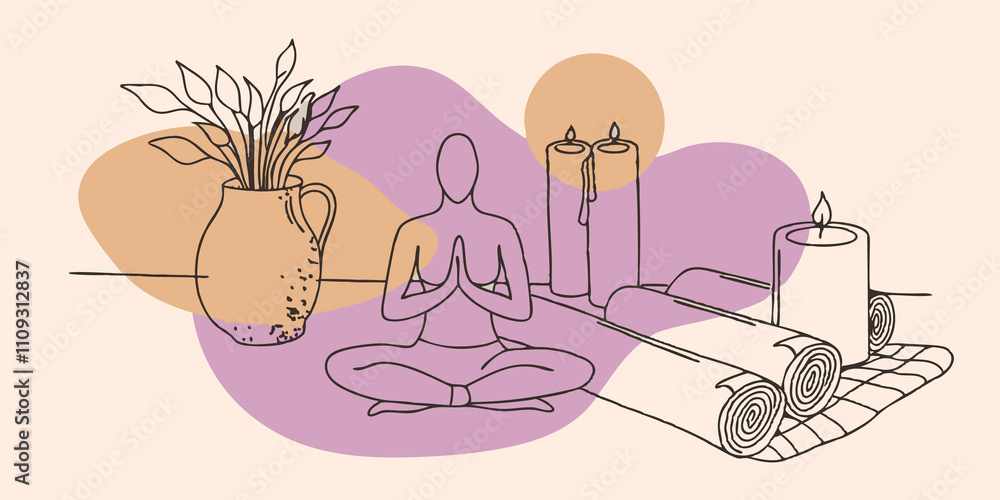 Aufkleber yoga nook a small corner of the room is transformed into a meditation space. a comfortable cushion i