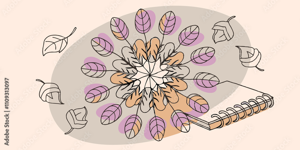 Aufkleber autumn leaves in this illustration the mandala unfolds in a tapestry of autumn leaves each leaf colo