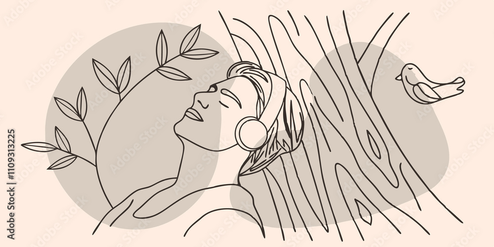 Poster birdsong imagine a closeup of an individual reclining against a tree trunk the sunlight dappling the