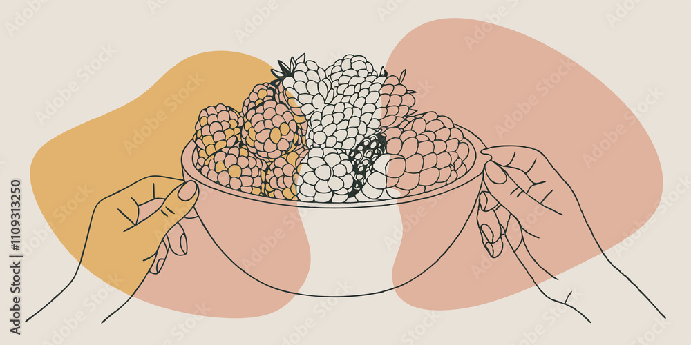 Poster berry delight a closeup of a large bowl filled with an assortment of glossy strawberries blueberries