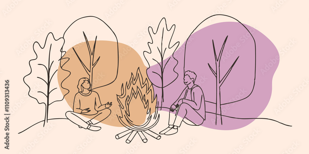 Poster campfire shadows the flickering flames cast playful shadows on the surrounding trees and friends cre