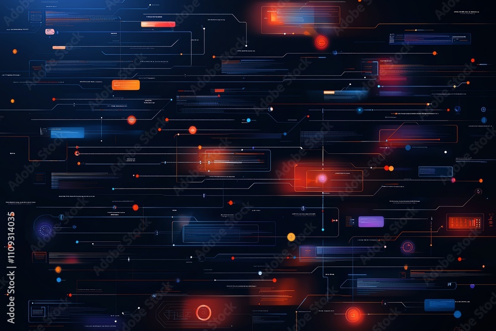Poster a futuristic digital abstract background featuring vibrant lines and glowing elements that represent