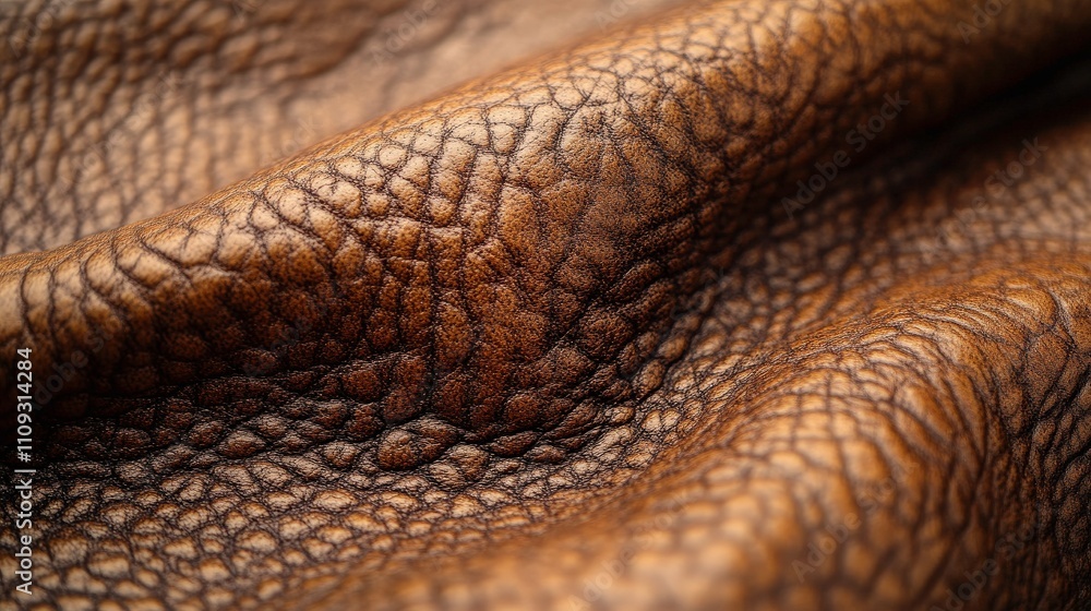 Poster close-up view of textured leather surface highlighting natural patterns and rich color tones for fas