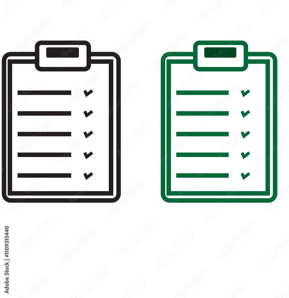 Poster print clipboard icon set. quality control, checklist, clipboard with check mark, magnifier. vector i
