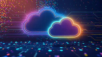 Cloud Computing and Data Storage background, cloud computing abstract background, technology background,  innovative cloud solutions, high-tech background.