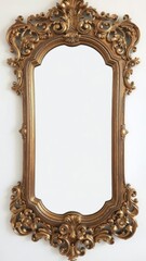 An ornate vintage mirror with intricate gold detailing, decor, beauty